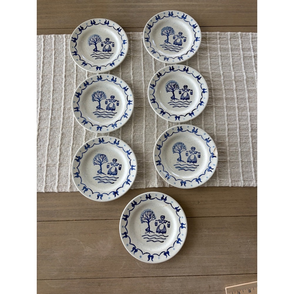 Vintage Metlox Poppytrail Provincial Blue Bread dessert Plates Set 7 California